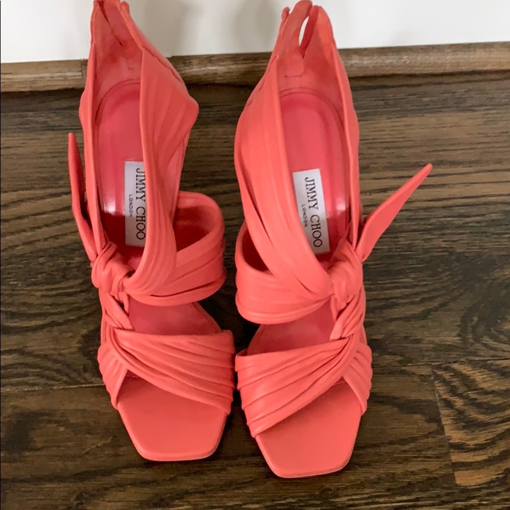 Jimmy Choo Coral Leather Heel Wedges